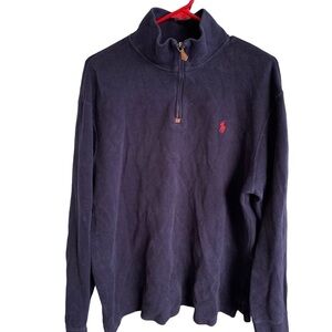 Polo Ralph Lauren Mens 1/4 Zip Pullover Sweater Navy Blue Size XL